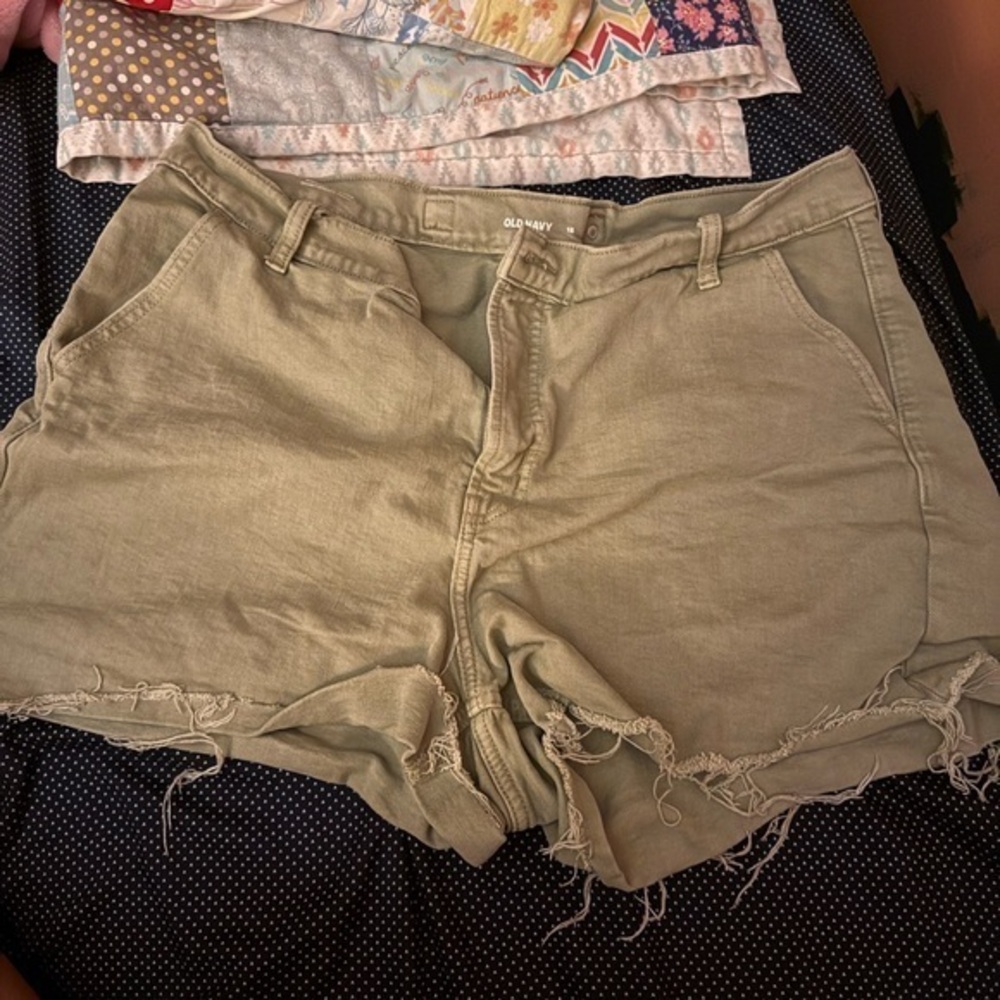 Old Navy Green Jean Shorts Frayed Style
